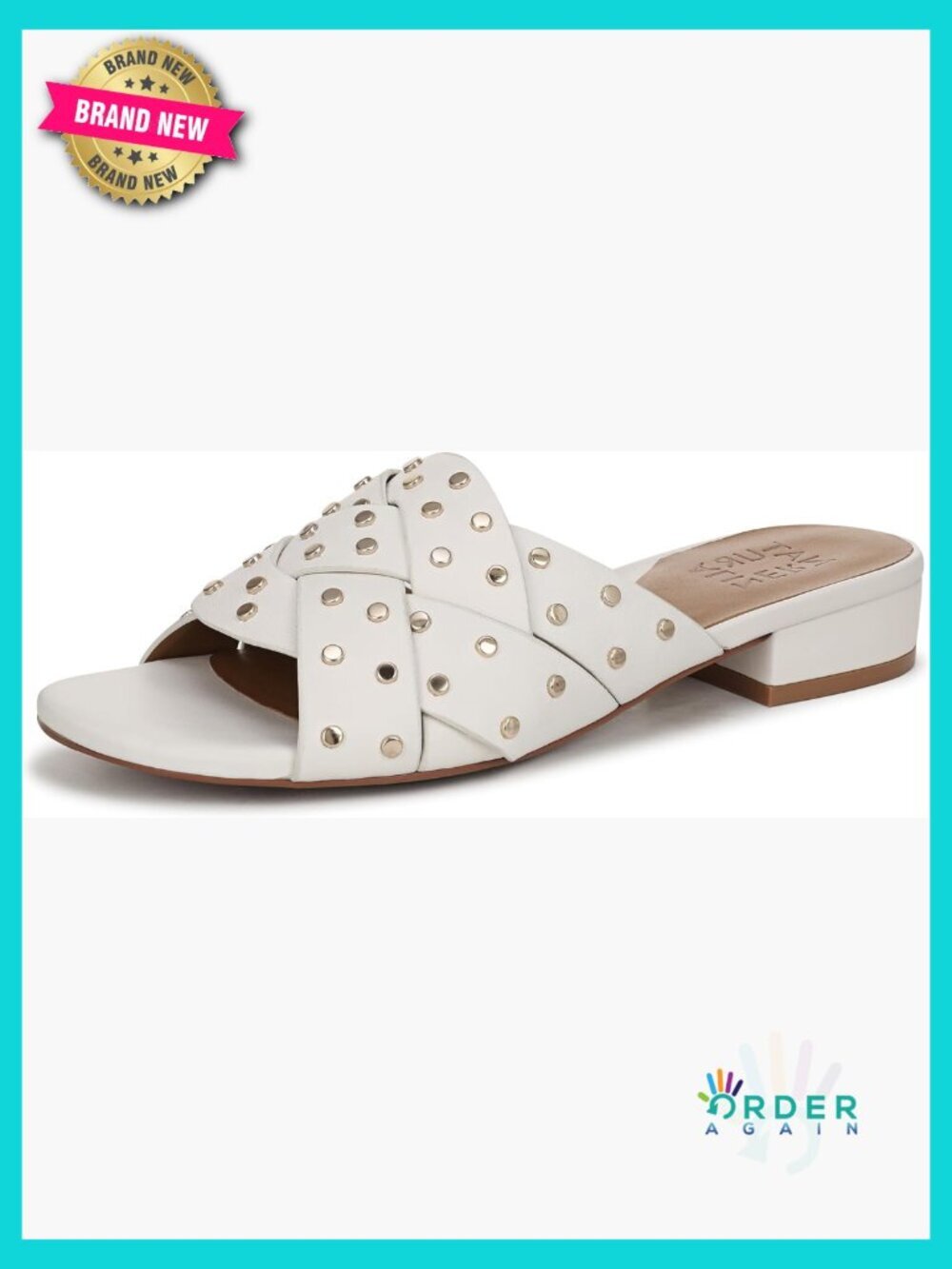 Women's Slide Sandals with Woven Details Block Heel Slip On Casual Comfort